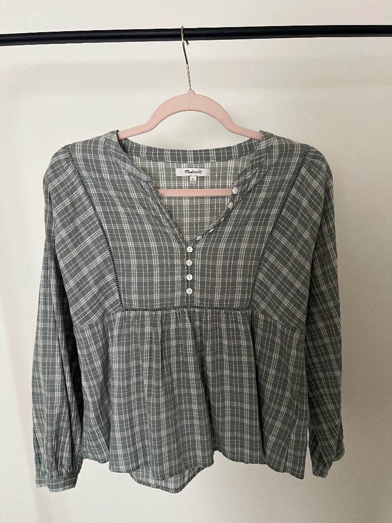 Madewell Plaid Babydoll Blouse - Xs